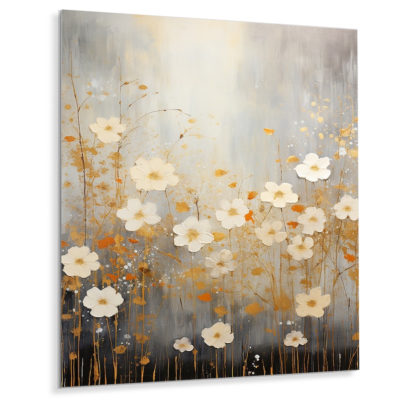Designart "Minimalism Yellow White Flower Collage I" Abstract